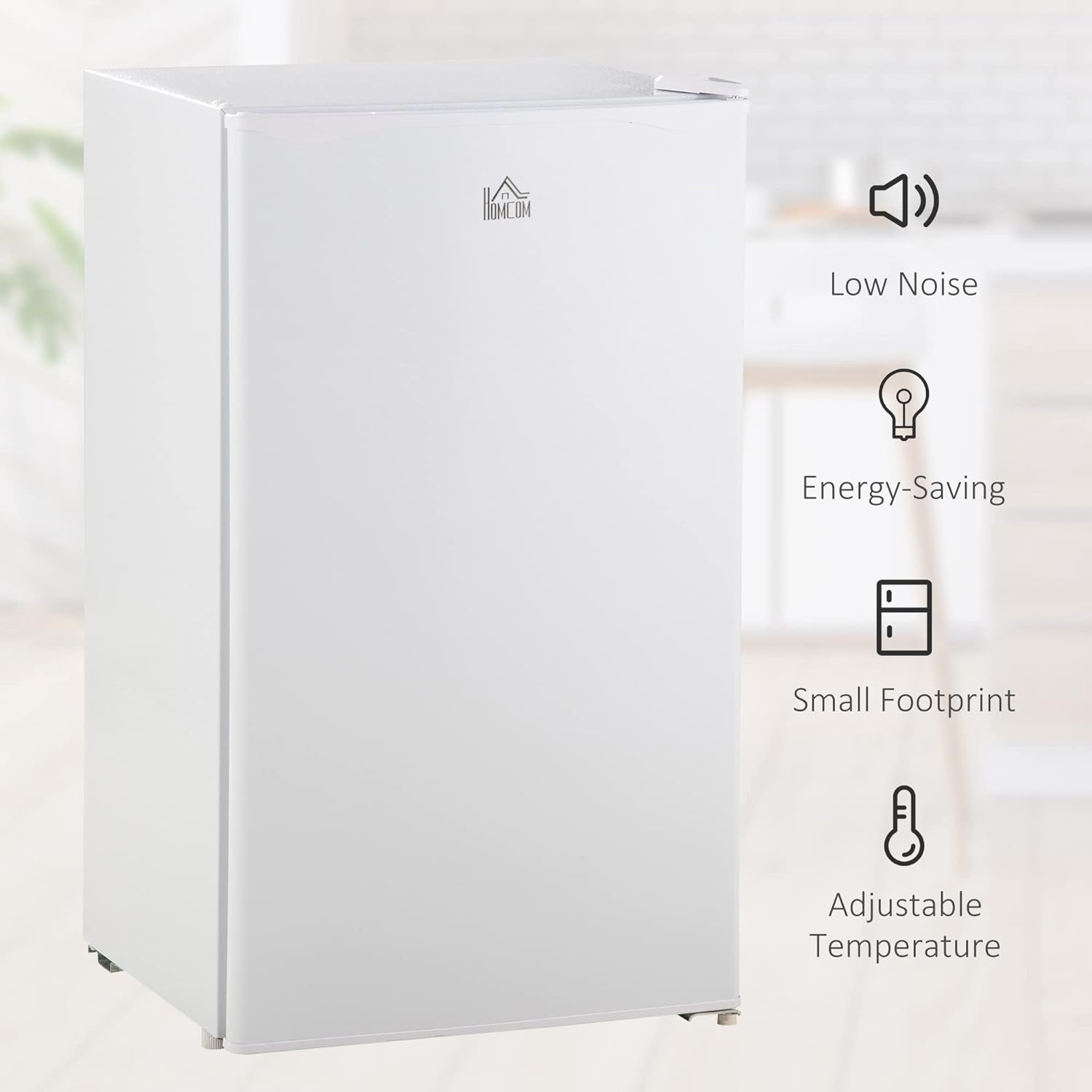 HOMCOM 91 Litre Freestanding Under Counter Fridge Freezer with Chiller Box, Reversible Door, Adjustable Thermostat, 47.5cm Wide, Noise Level: Decibels 40, White   Import  Single ASIN  Import  Multiple ASIN ×Product customization General - Amazing Gadgets Outlet