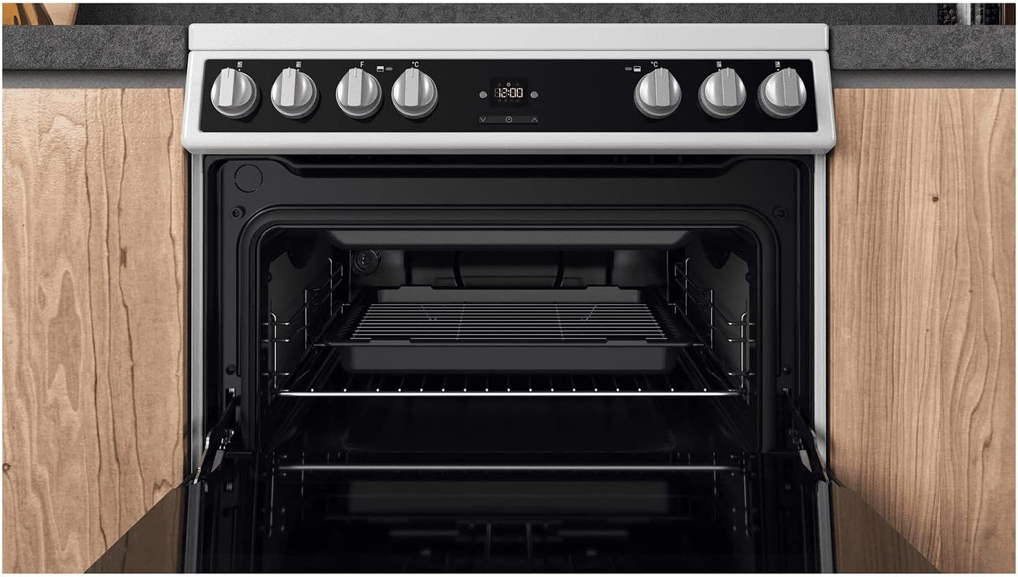 Hotpoint 60cm Double Oven Electric Cooker with Catalytic Cleaning - White - Amazing Gadgets Outlet