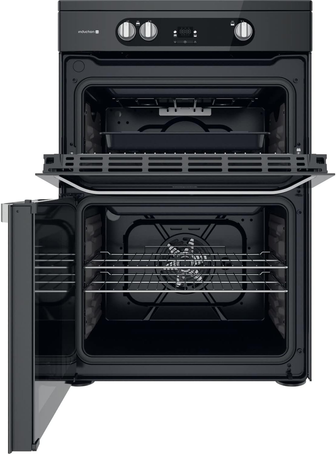 Hotpoint 60cm Double Oven Induction Electric Cooker - Black - Amazing Gadgets Outlet