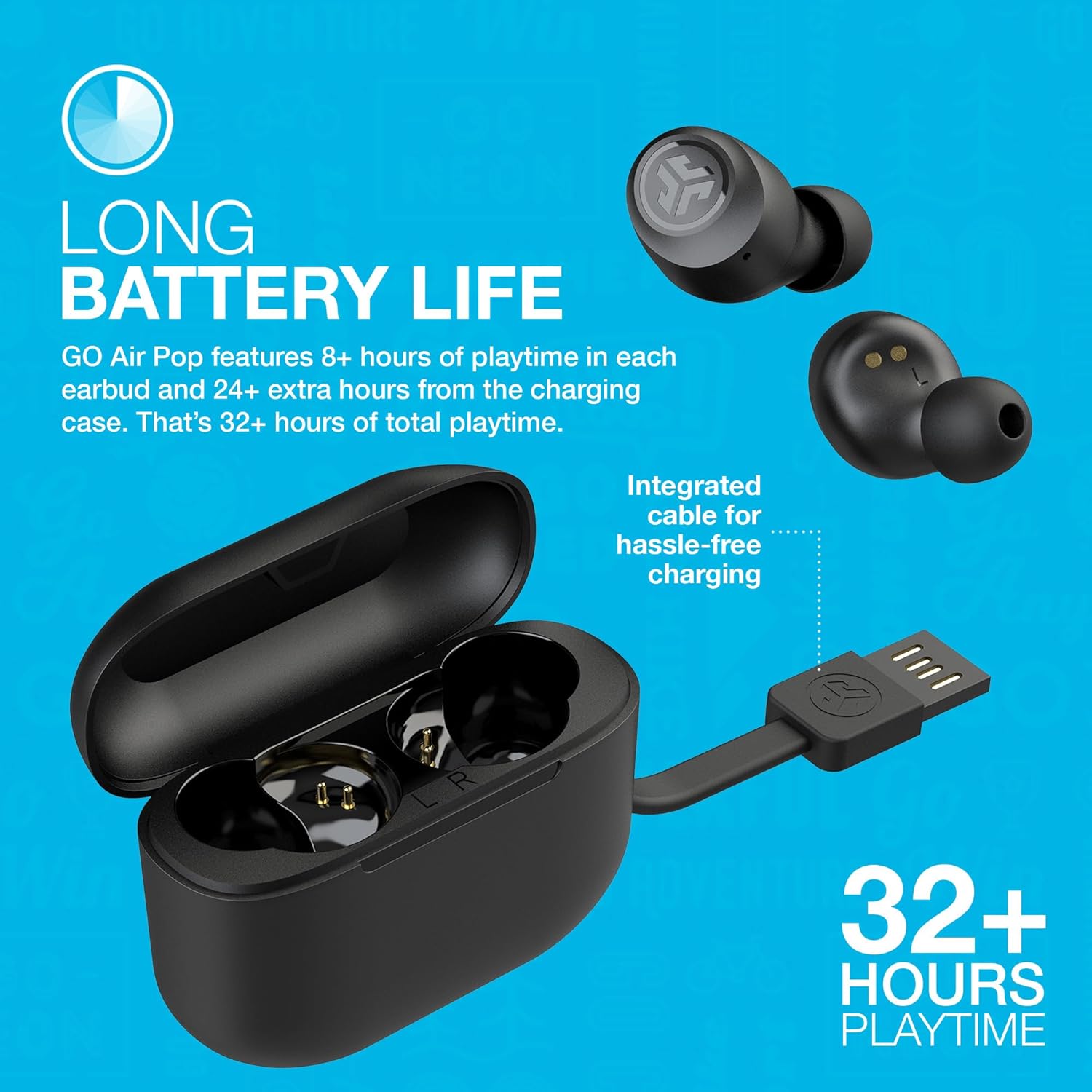 JLab Go Air Pop True Wireless Earbuds, In Ear Headphones, Bluetooth Earphones, Ear Buds with 32H Playtime, Bluetooth Earbuds with Microphone, USB Charging Case, Dual Connect, EQ3 Sound, Black   Import  Single ASIN  Import  Multiple ASIN ×Product - Amazing Gadgets Outlet