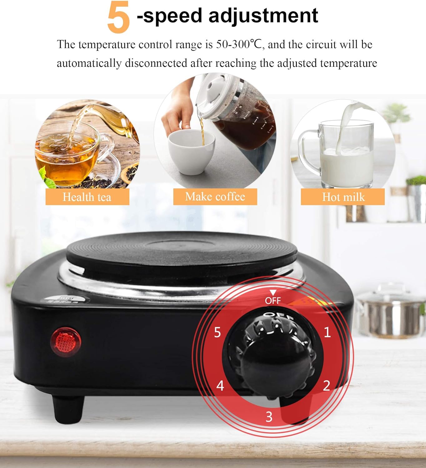 MXBAOHENG Portable Electric Stove 500W Coffee Heater Electric Moka Pot Base Coffee Stove Heat Plate Adjustable Temperature Cookware Adapter Electric Burner - Amazing Gadgets Outlet