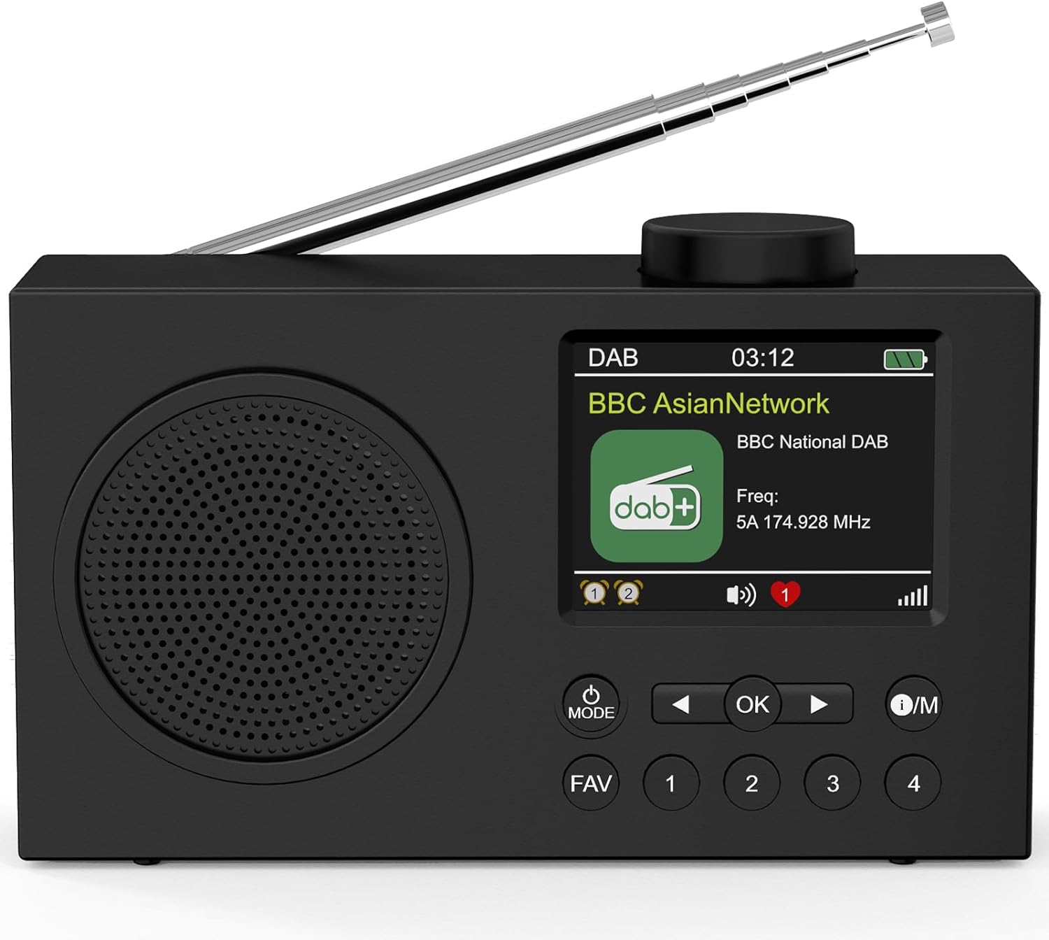 Mycket DAB Radio Portable, DAB Plus Digital Radio, FM Radio, Small Kitchen Radio Mains and Battery, Dual Alarms Clock, Sleep Timer, 40 Presets Stations, Headphone port, 2" Large Colour Display - Amazing Gadgets Outlet