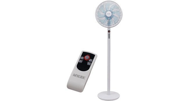 MYLEK 14" Adjustable Stand Fan & Desk Fan 60W with Remote Control - Oscillating Pedestal Fan with Timer, 3 Speed Settings & 3 Wind Modes - Remote Control Operated (White) - Amazing Gadgets Outlet