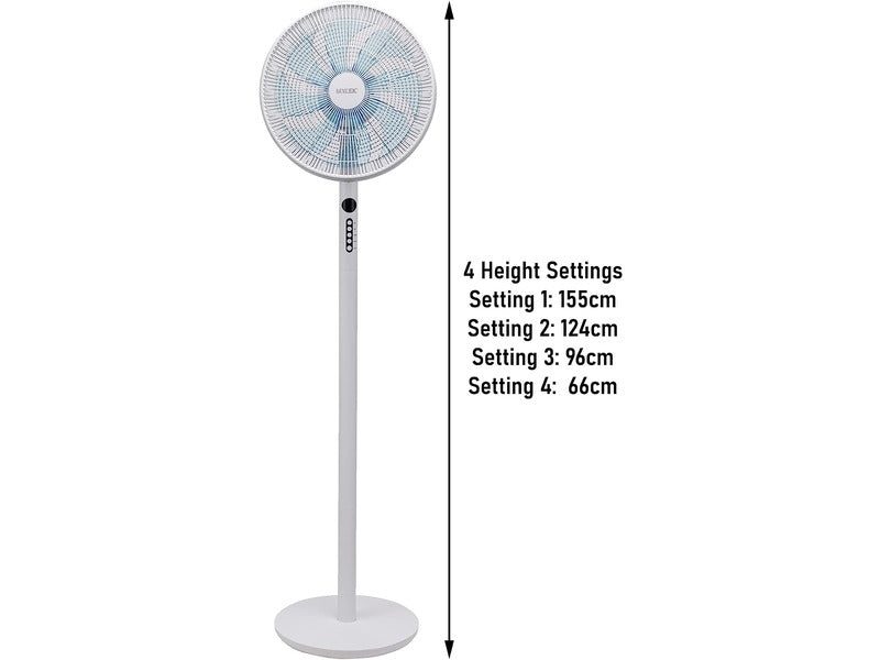 MYLEK 14" Adjustable Stand Fan & Desk Fan 60W with Remote Control - Oscillating Pedestal Fan with Timer, 3 Speed Settings & 3 Wind Modes - Remote Control Operated (White) - Amazing Gadgets Outlet