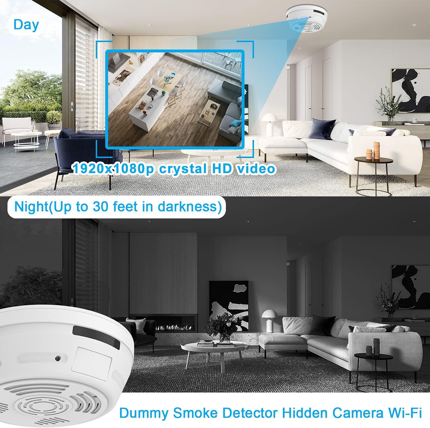 NANSHIBA Hidden Camera Smoke Detector, Spy Camera for Home Surveillance with Night Vision Motion Detection, 1080P Security Cameras Indoor Wireless, Nanny WiFi Cam, 180 Days Battery Power - Amazing Gadgets Outlet