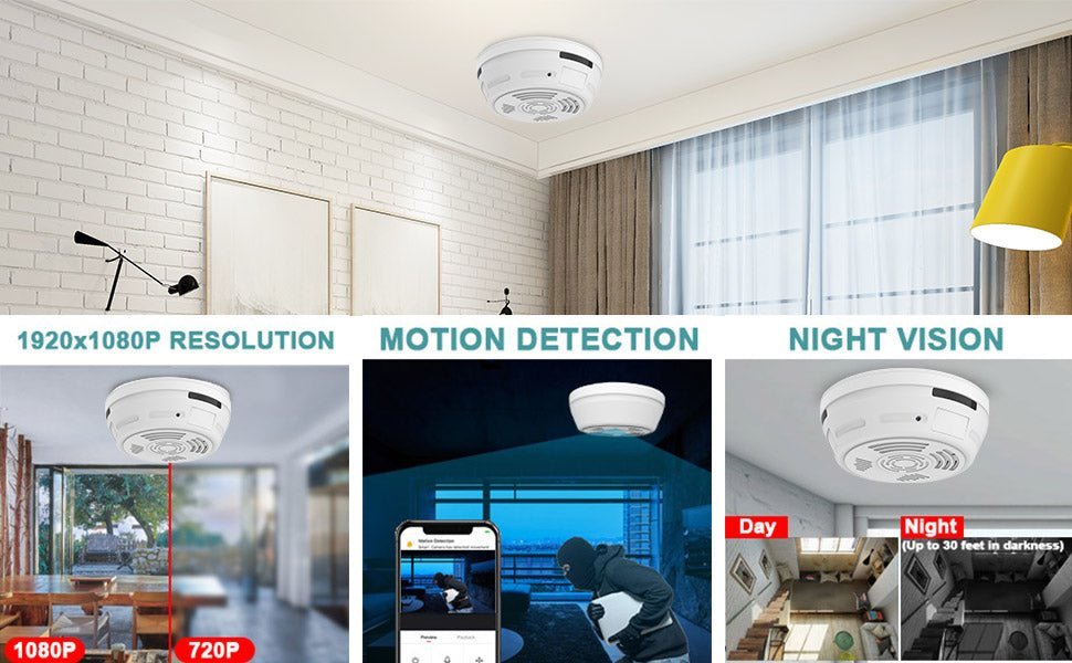 NANSHIBA Hidden Camera Smoke Detector, Spy Camera for Home Surveillance with Night Vision Motion Detection, 1080P Security Cameras Indoor Wireless, Nanny WiFi Cam, 180 Days Battery Power - Amazing Gadgets Outlet