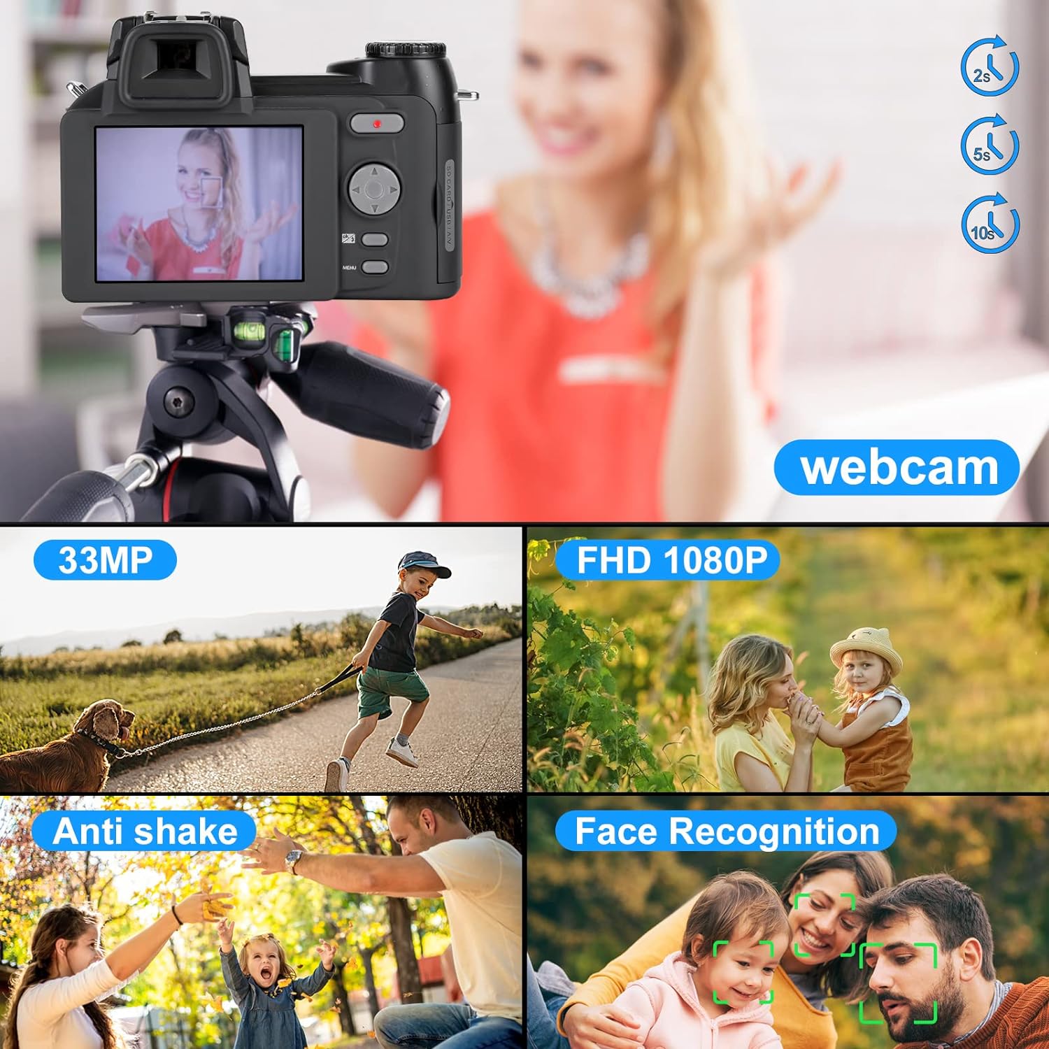 NBD Digital Camera 33MP DSLR Camera for Photography Beginners，Autofocus 1080P HD Vlogging Camera with 24X Telephoto Lens - Amazing Gadgets Outlet