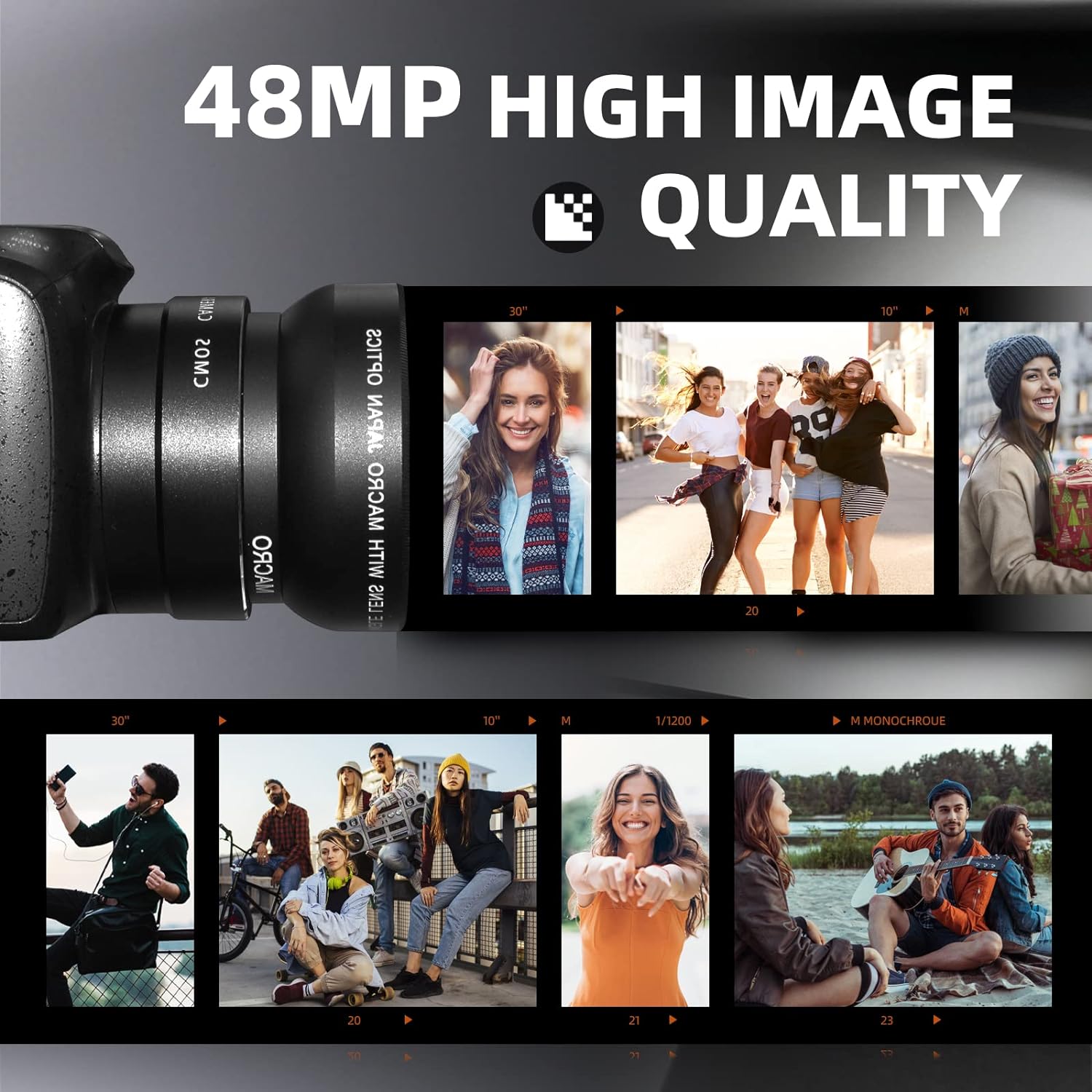 NBD Digital Camera 4K Ultra HD 48MP Vlogging with Wide Angle Lens Zoom 16 x, 3.0 Inch Screen Compact All - in - One Cameras, Black - Amazing Gadgets Outlet