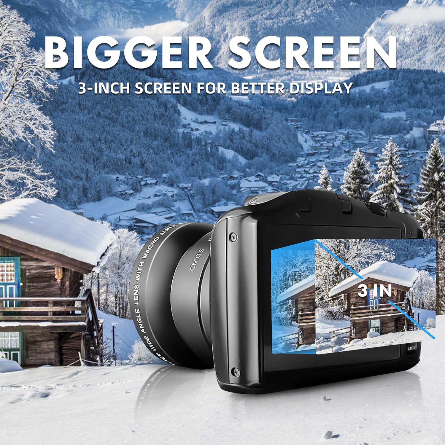 NBD Digital Camera 4K Ultra HD 48MP Vlogging with Wide Angle Lens Zoom 16 x, 3.0 Inch Screen Compact All - in - One Cameras, Black - Amazing Gadgets Outlet