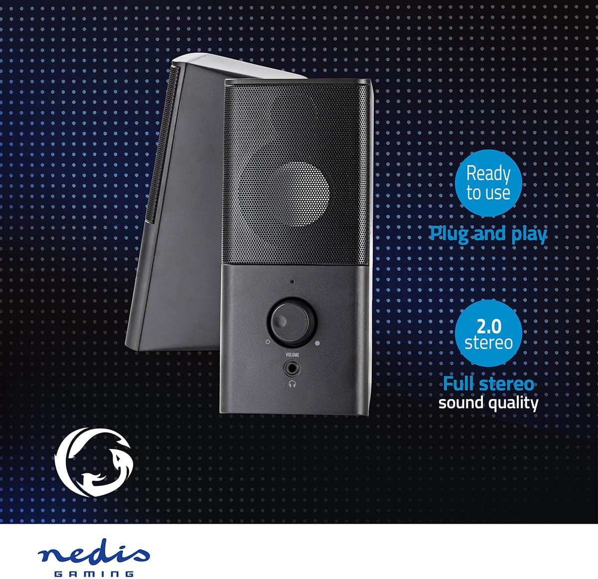 NEDIS Gaming Speakers 2.0 of 18W for PC and Laptops, with USB and 3.5mm, Black - Amazing Gadgets Outlet