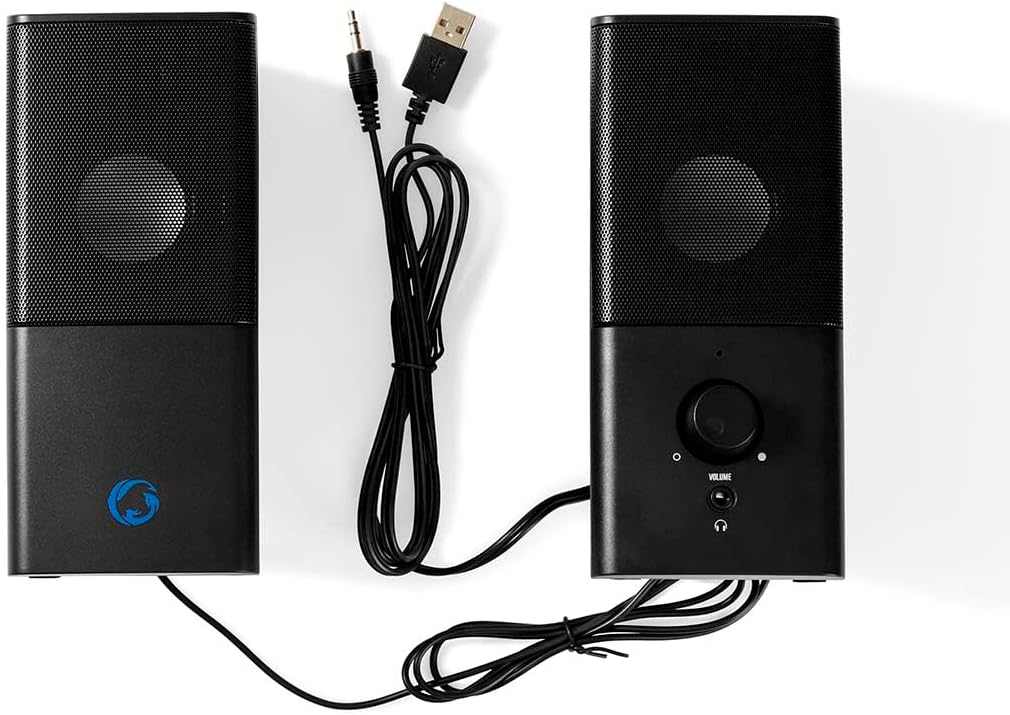 NEDIS Gaming Speakers 2.0 of 18W for PC and Laptops, with USB and 3.5mm, Black - Amazing Gadgets Outlet