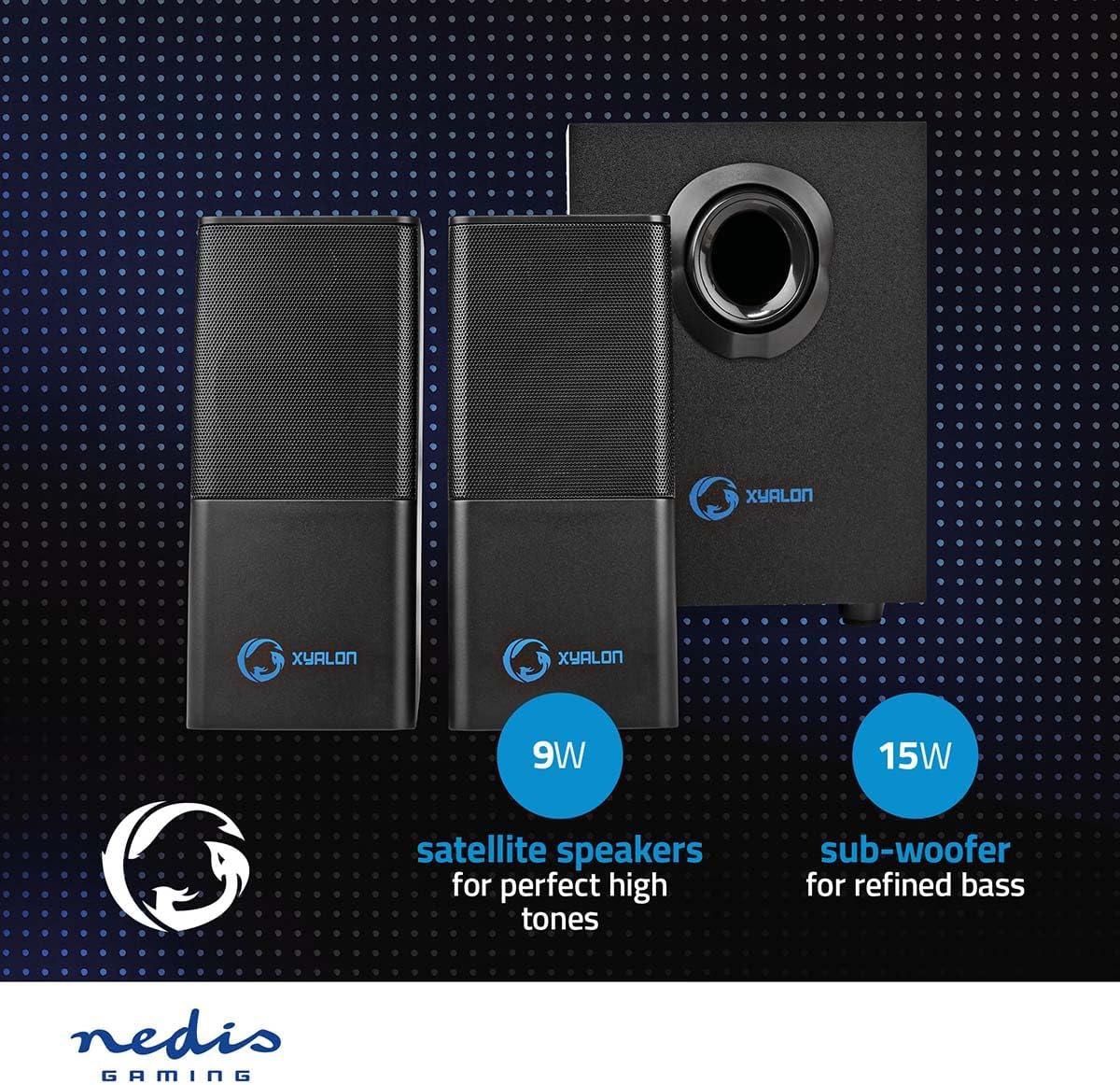 NEDIS Gaming Speakers 2.1 with Subwoofer of 33W for PC and Laptops, with USB and 3.5mm, Black - Amazing Gadgets Outlet