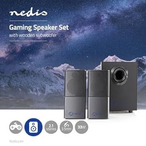 NEDIS Gaming Speakers 2.1 with Subwoofer of 33W for PC and Laptops, with USB and 3.5mm, Black - Amazing Gadgets Outlet