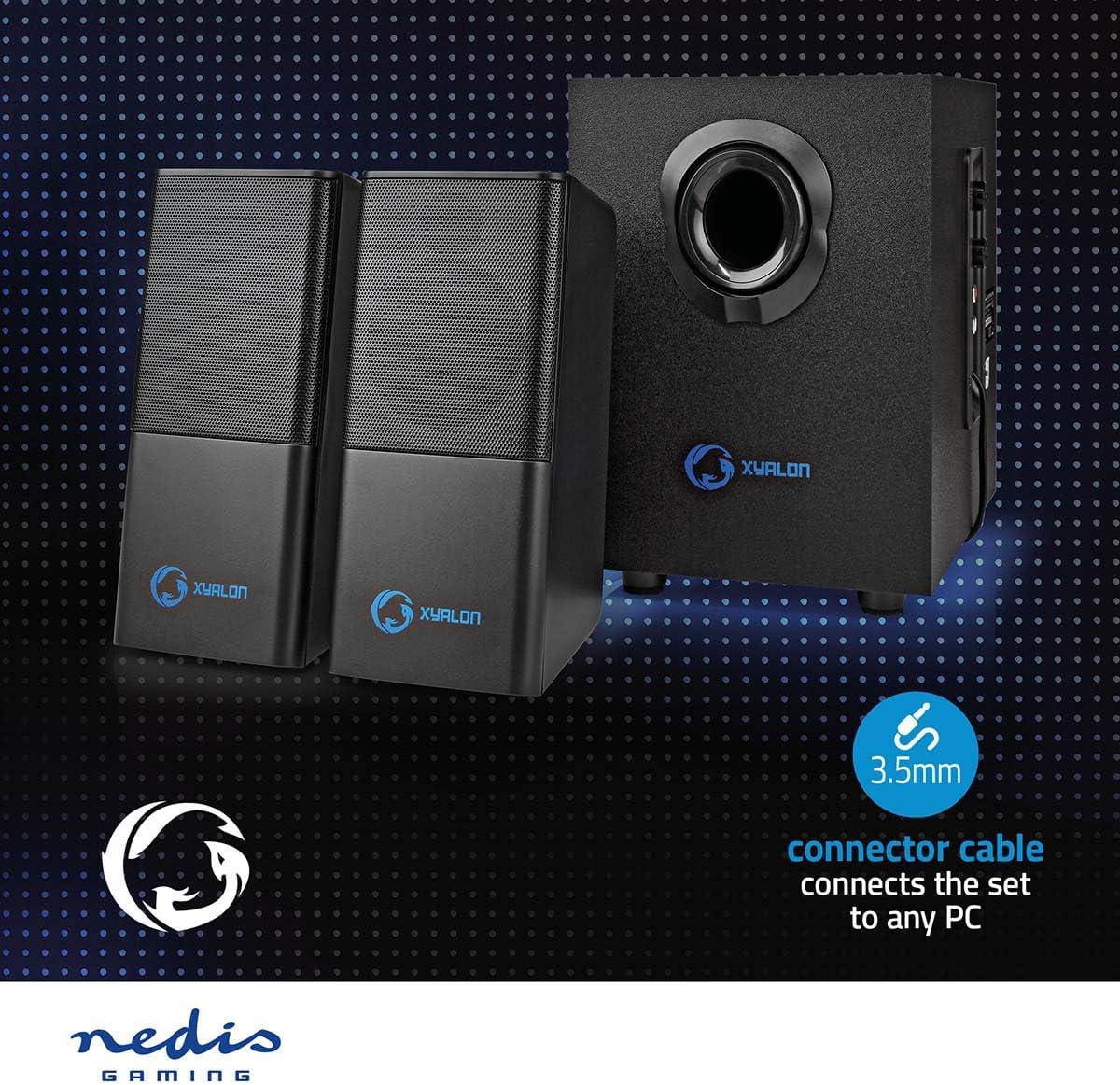 NEDIS Gaming Speakers 2.1 with Subwoofer of 33W for PC and Laptops, with USB and 3.5mm, Black - Amazing Gadgets Outlet