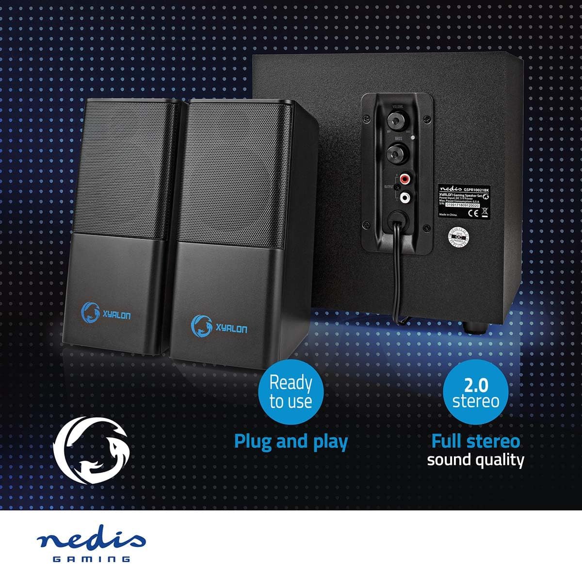 NEDIS Gaming Speakers 2.1 with Subwoofer of 33W for PC and Laptops, with USB and 3.5mm, Black - Amazing Gadgets Outlet