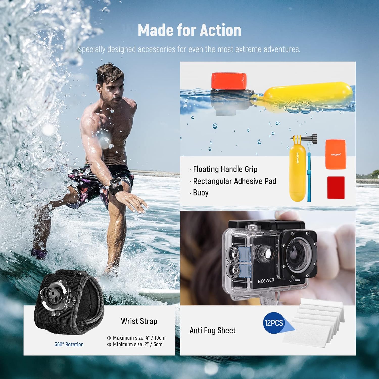 NEEWER Pro Version 61 in 1 Action Camera Accessory Set Compatible with GoPro Hero 12 11 10 9 8 7 6 5 4 Black GoPro Max GoPro Fusion Insta360 X3 X2 GO 3 GO2 DJI Osmo Action 4 3 2 AKASO and More - Amazing Gadgets Outlet