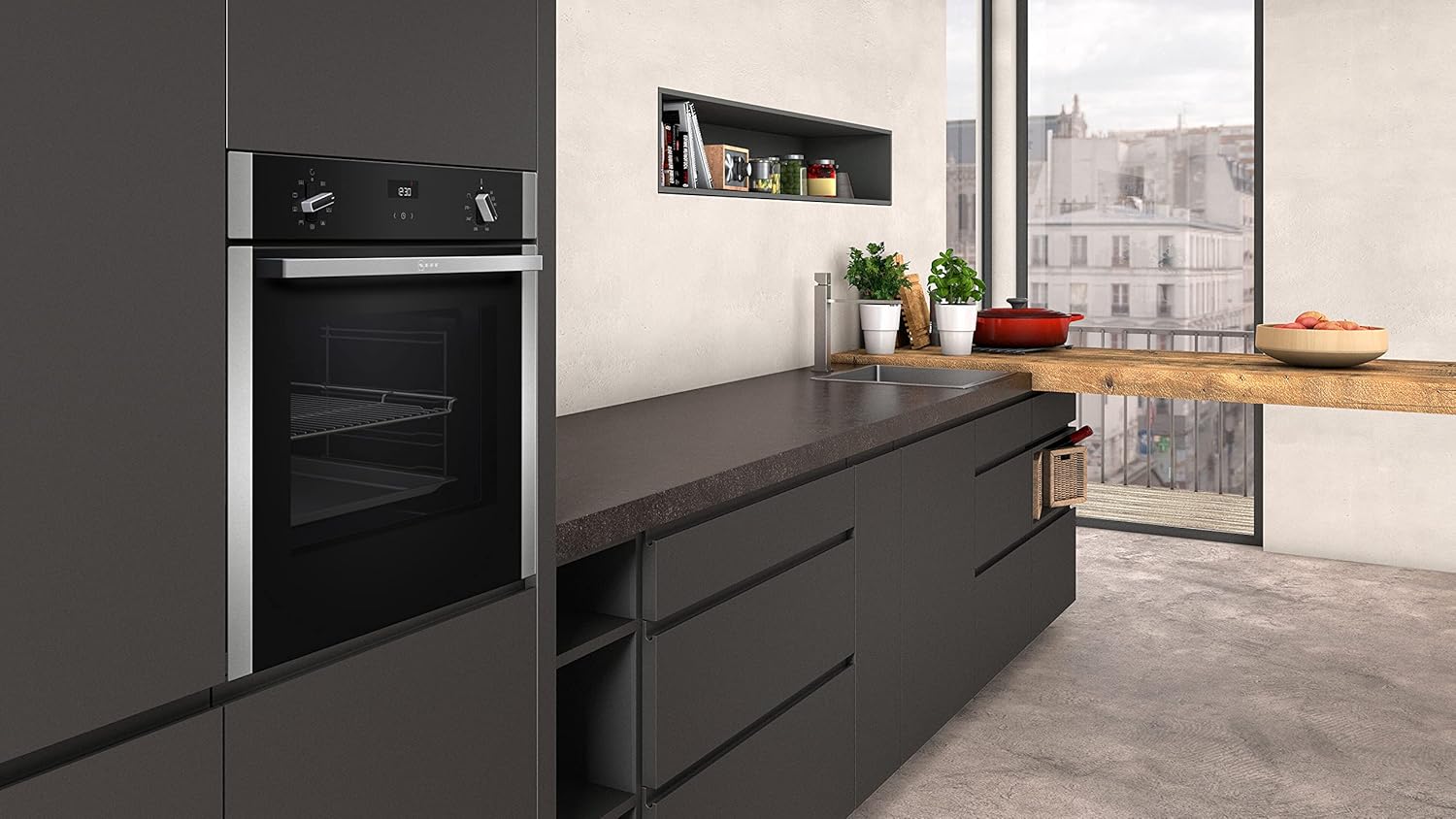 NEFF B1ACE4HN0B N50, Built - in Single Oven with Circotherm and Cliprails, Stainless Steel - Amazing Gadgets Outlet