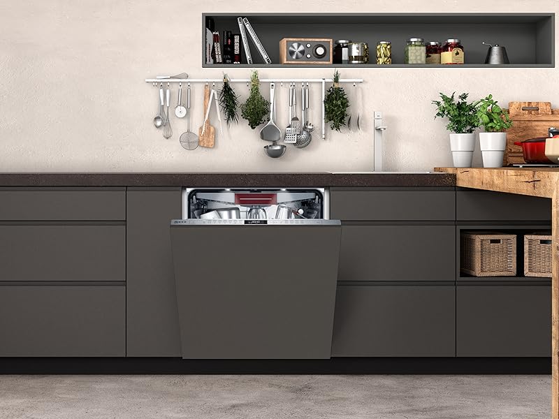 Neff S187ZCX43G N70 Fully Integrated Dishwasher, 13 place settings, Home Connect, Zeolith Technology, Door Open Assist, Flex Baskets, Grey - Amazing Gadgets Outlet