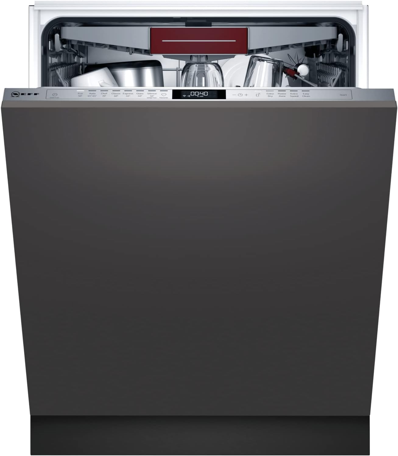 Neff S187ZCX43G N70 Fully Integrated Dishwasher, 13 place settings, Home Connect, Zeolith Technology, Door Open Assist, Flex Baskets, Grey - Amazing Gadgets Outlet