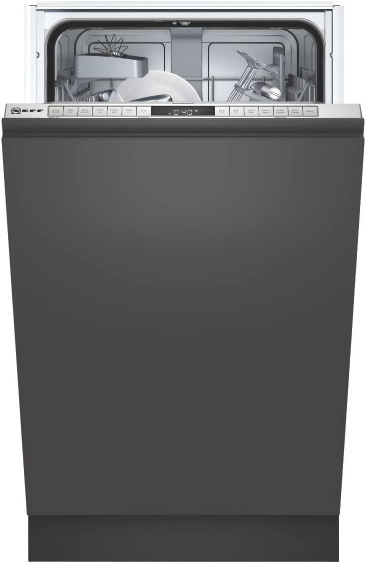 Neff S875HKX20G N50 Full Integrated Slimline Dishwasher, 9 place settings, Home Connect, Vario Hinge, Extra Dry, Flex 1 Basket, InfoLight, 24 hr Time Delay, 81.5cm height, Stainless Steel - Amazing Gadgets Outlet