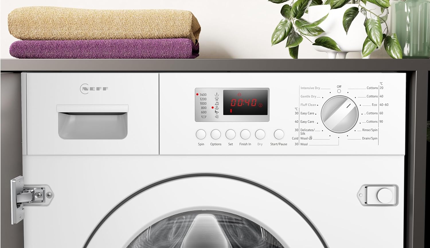 Neff V6320X2GB Built in Washer Dryer, 7kg wash / 4kg dry capacity, 1400rpm, Time delat/Time remaining, LED Display, White - Amazing Gadgets Outlet