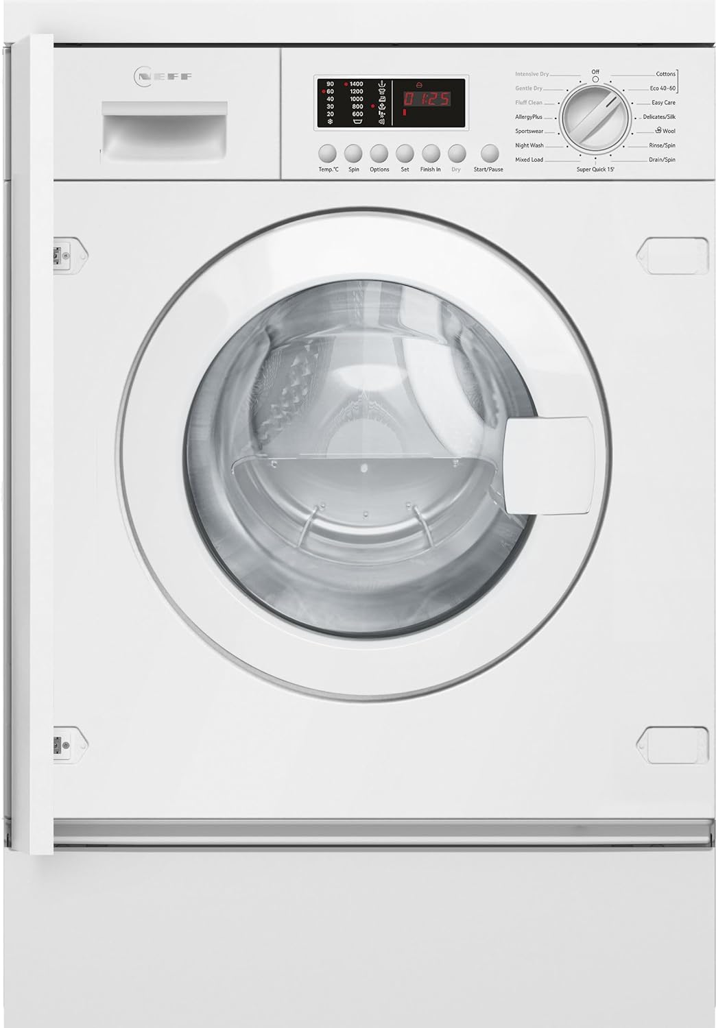 NEFF V6540X3GB Washer Dryer with 7kg Washing Capacity, 4kg Drying Capacity, Large LED Display, White, Built in - Amazing Gadgets Outlet