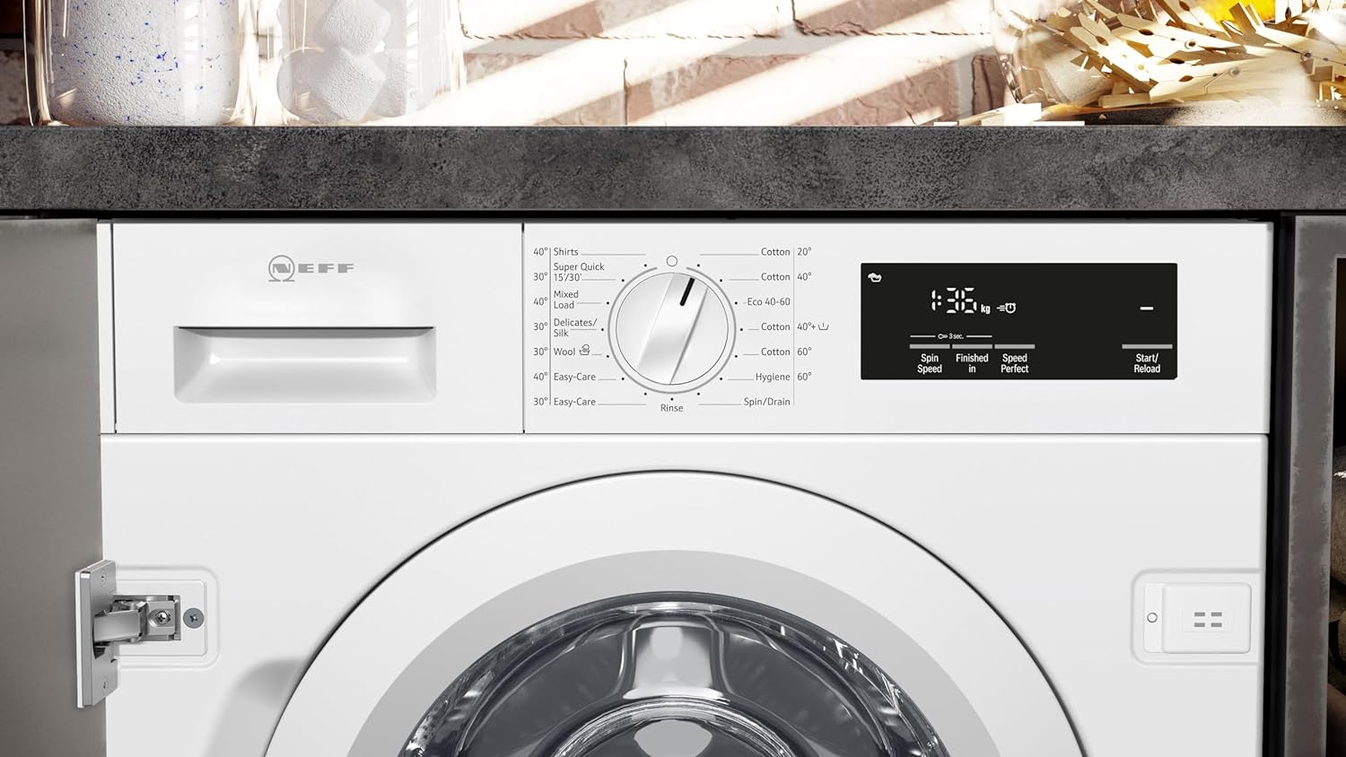 NEFF W543BX2GB Washing Machine with 8kg Capacity, 1400rpm Spin Speed, SpeedPerfect Function, Quick 15 Wash Cycle, White, Integrated - Amazing Gadgets Outlet