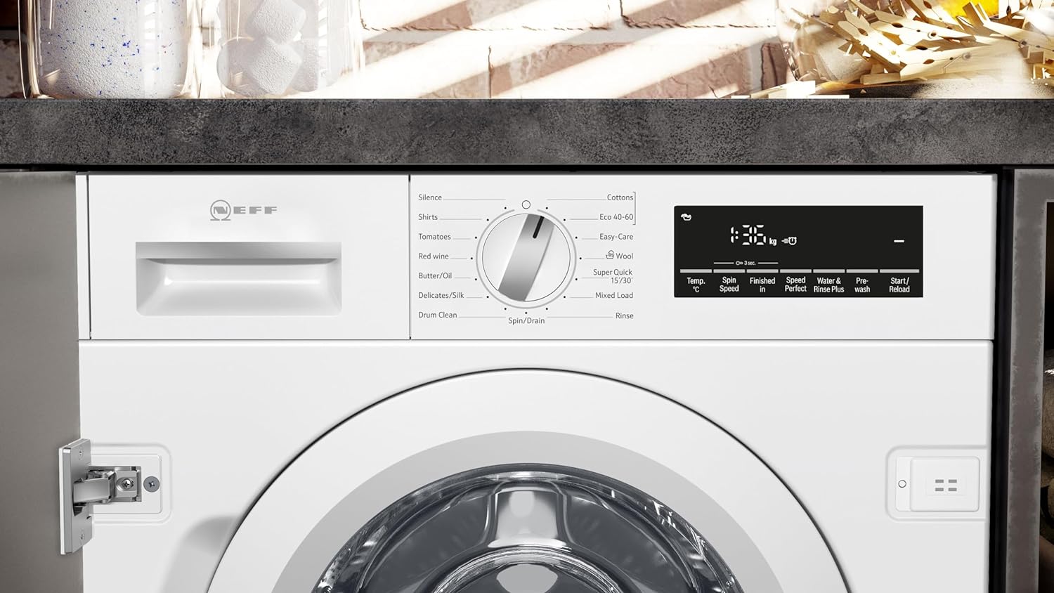 NEFF W544BX2GB Washing Machine with 8kg Capacity, 1400rpm, SpeedPerfect, Time Light, White, Integrated - Amazing Gadgets Outlet