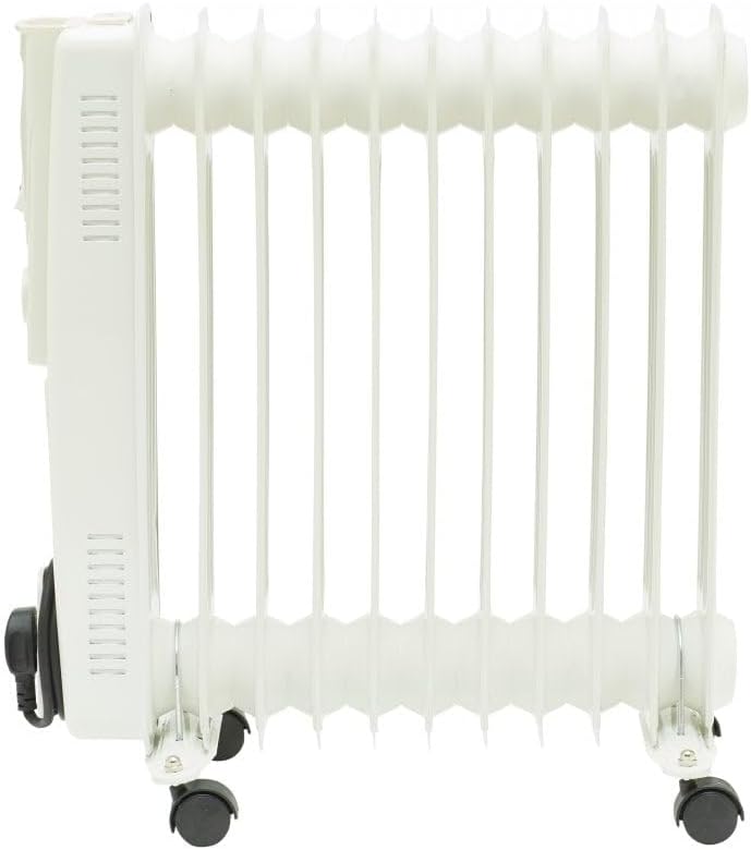 Neo 2500W 11 Fin Electric Oil Filled Radiator Portable Heater With 3 Heat Settings Thermostat (White) - Amazing Gadgets Outlet