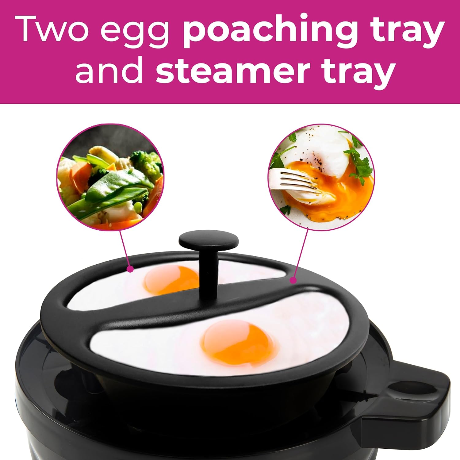 Neo 3 in 1 Durable Kitchen Electric Egg Cooker, Boiler, Poacher Poached Boiled & Omelette Maker Machine Steamer with Timer (Black and Silver) - Amazing Gadgets Outlet