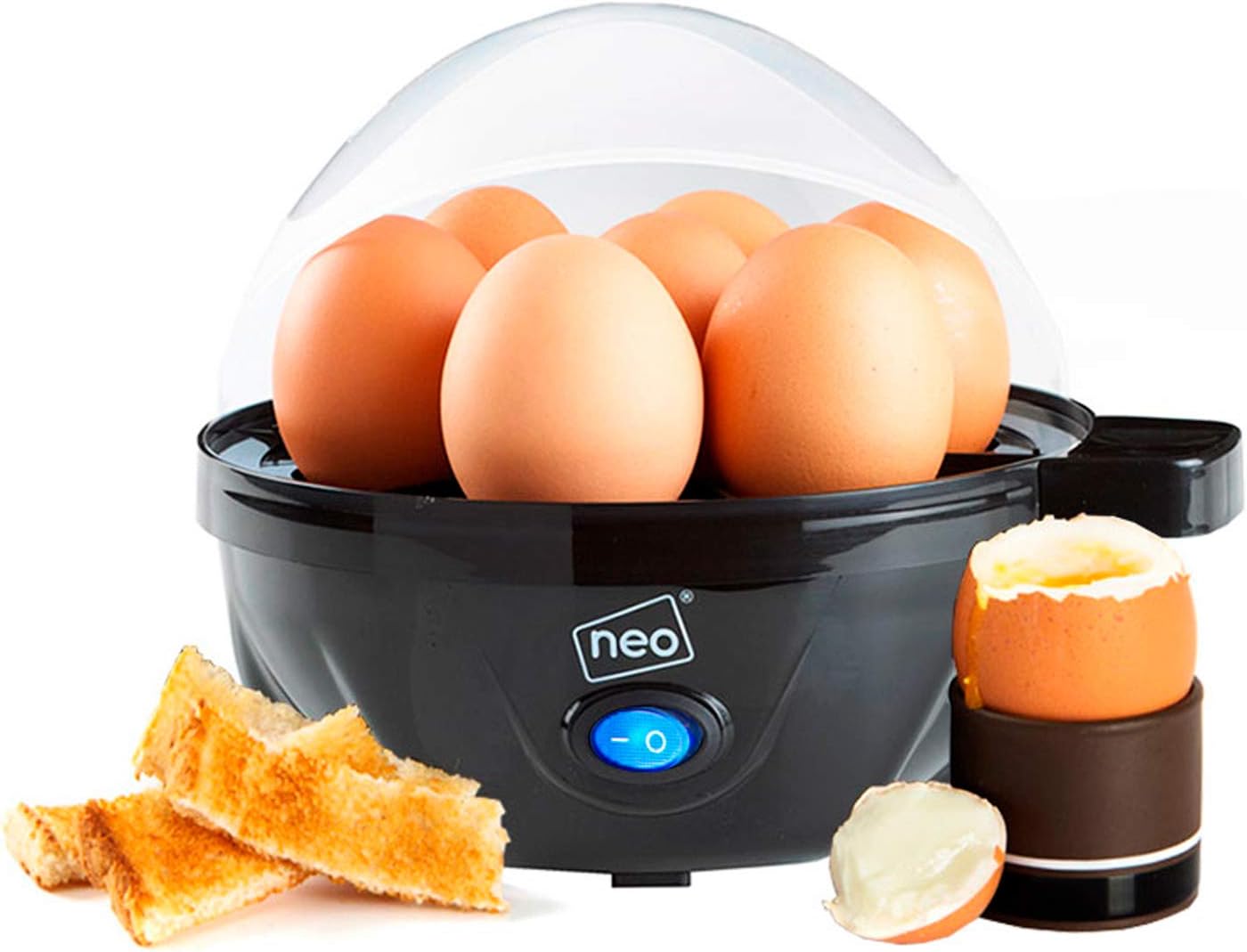 Neo 3 in 1 Durable Kitchen Electric Egg Cooker, Boiler, Poacher Poached Boiled & Omelette Maker Machine Steamer with Timer (Black and Silver) - Amazing Gadgets Outlet