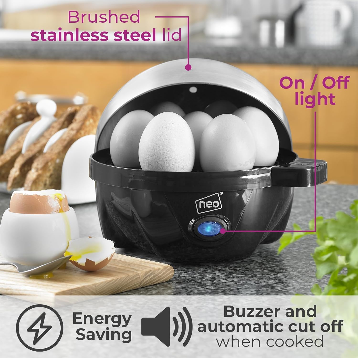 Neo 3 in 1 Durable Kitchen Electric Egg Cooker, Boiler, Poacher Poached Boiled & Omelette Maker Machine Steamer with Timer (Black and Silver) - Amazing Gadgets Outlet