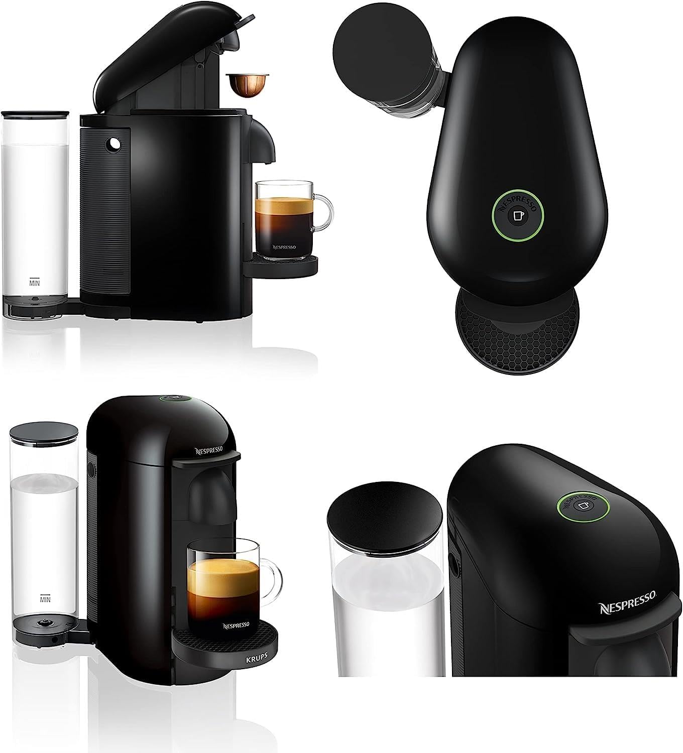 Nespresso Vertuo Plus Automatic Pod Coffee Machine for Americano, Decaf, Espresso by Krups in Black - Amazing Gadgets Outlet
