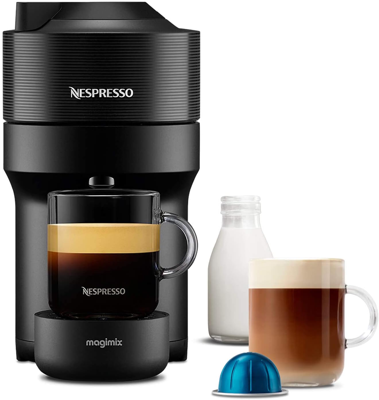 Nespresso Vertuo Pop Automatic Pod Coffee Machine for Americano, Decaf, Espresso by Magimix in Liquorice Black - Amazing Gadgets Outlet