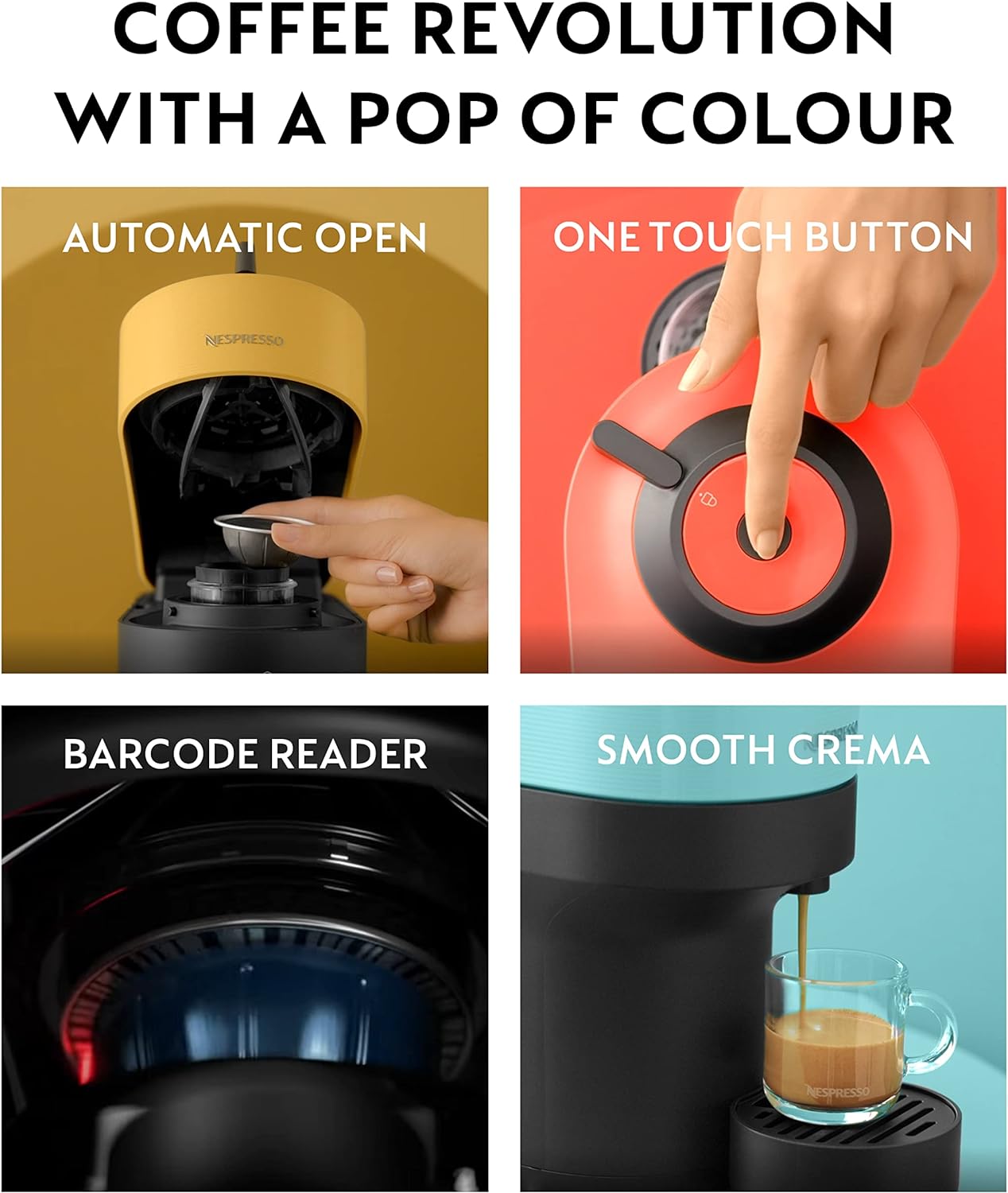 Nespresso Vertuo Pop Automatic Pod Coffee Machine for Americano, Decaf, Espresso by Magimix in Liquorice Black - Amazing Gadgets Outlet