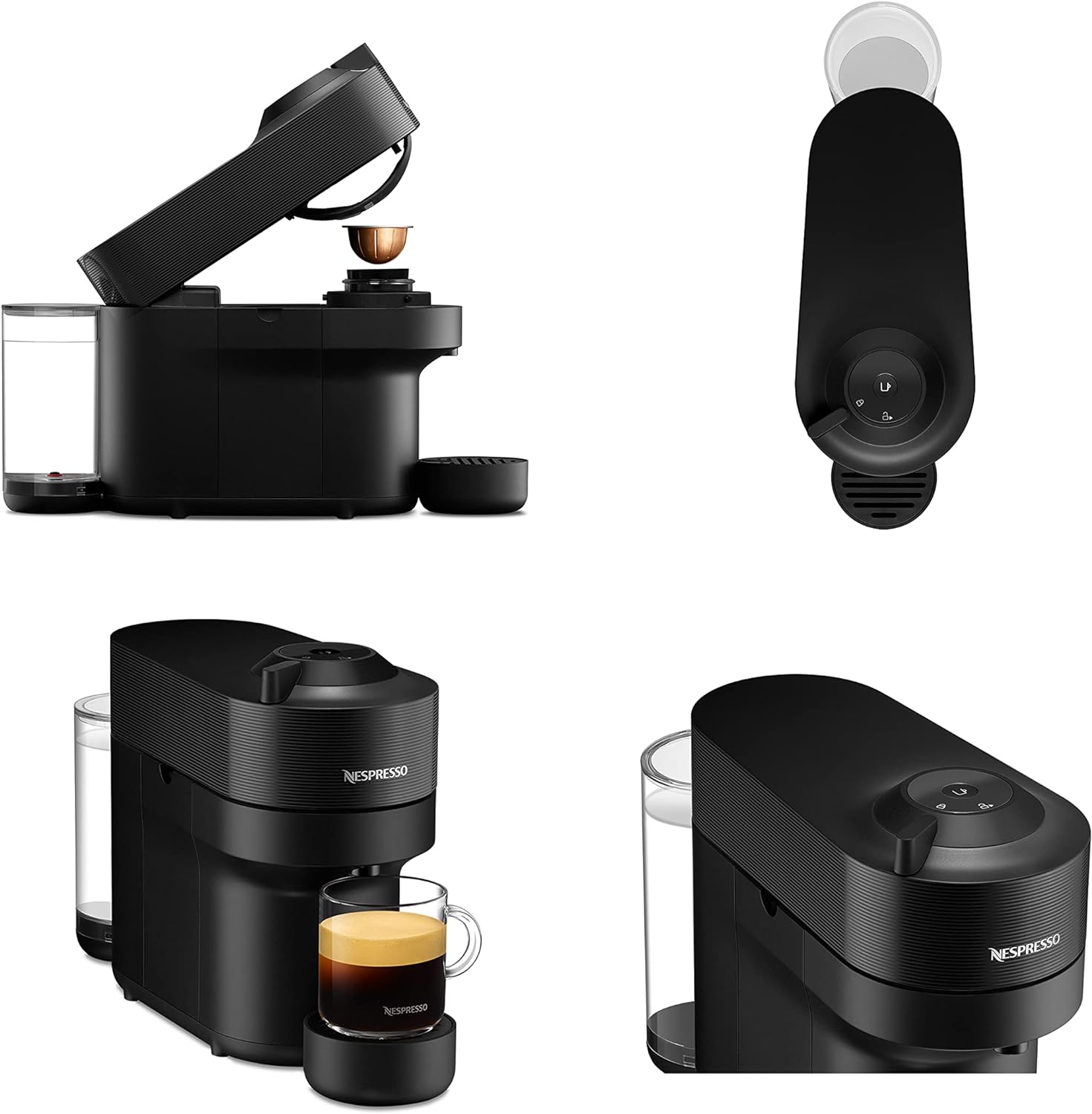 Nespresso Vertuo Pop Automatic Pod Coffee Machine for Americano, Decaf, Espresso by Magimix in Liquorice Black - Amazing Gadgets Outlet