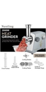 Nestling 600W Kitchen Mini Food Chopper, 2L Stainless Steel Bowl, 3 Speeds Control Electric Food Processor, 4 Bi - Level Blades Meat Grinder, Vegetable Fruit Onion Cutter, Garlic Peeler, Electric Whisk - Amazing Gadgets Outlet