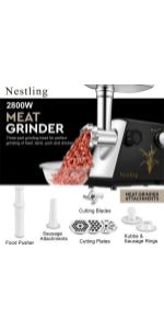 Nestling 600W Kitchen Mini Food Chopper, 2L Stainless Steel Bowl, 3 Speeds Control Electric Food Processor, 4 Bi - Level Blades Meat Grinder, Vegetable Fruit Onion Cutter, Garlic Peeler, Electric Whisk - Amazing Gadgets Outlet