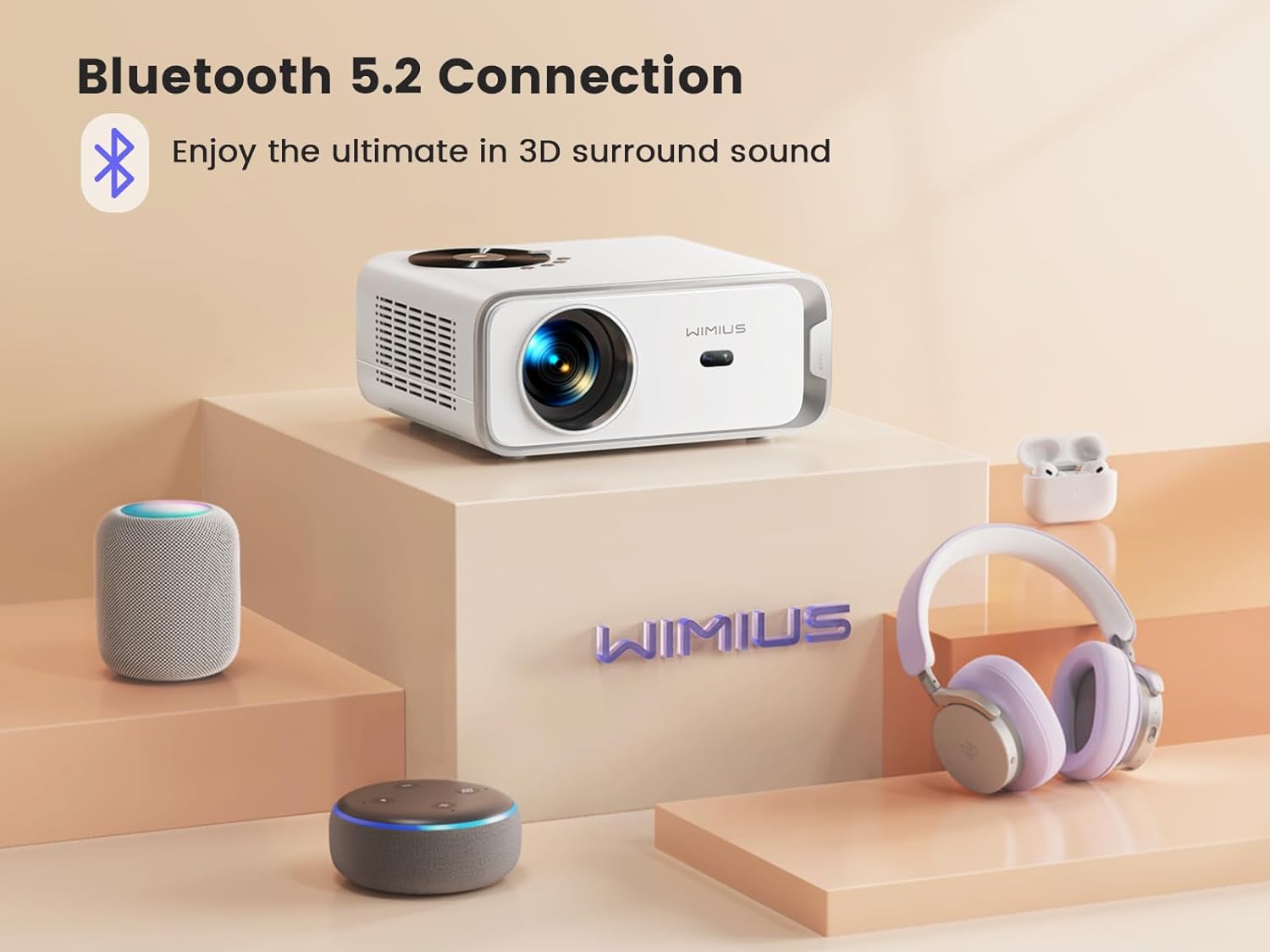 【Netflix/YouTube Built - in Android TV】Projector, WiMiUS 25000 Lumen Portable WiFi 6 Bluetooth Full HD 1080P Projector 4K Support, Short Throw Smart Projector for Home Cinema, Travel, Camping - Amazing Gadgets Outlet