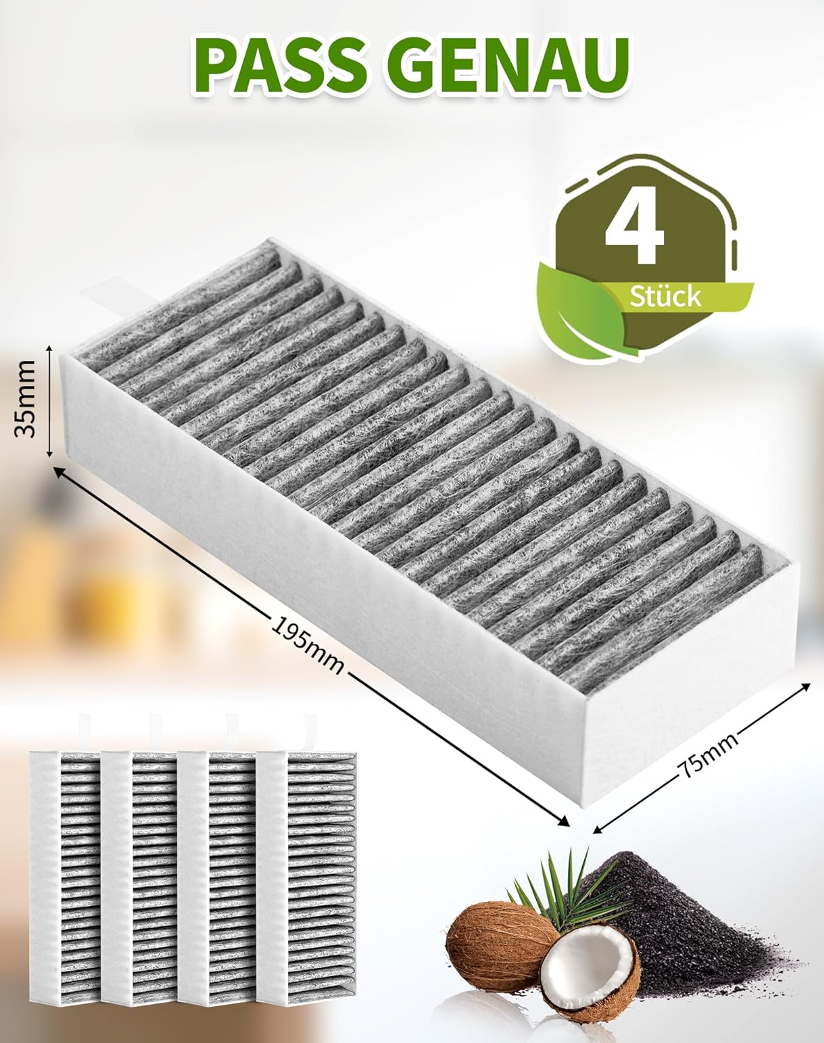 NETONDA Set of 4 Activated Carbon Filters for Cooker Hood Filter Siemens HZ9VRCR0 / Bosch HEZ9VRCR0 / Neff Z821VR0 / Gaggenau CA282111 / Constructa CZ9VRCR0, Recirculation Replacement Filter - Amazing Gadgets Outlet