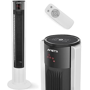 NETTA 42 Inch Tower Fan with Oscillating Function, Remote Control, 3 Operating Modes, 3 Speed Settings, LED Display and 7 Hour Timer for Home & Office - 45W - Amazing Gadgets Outlet