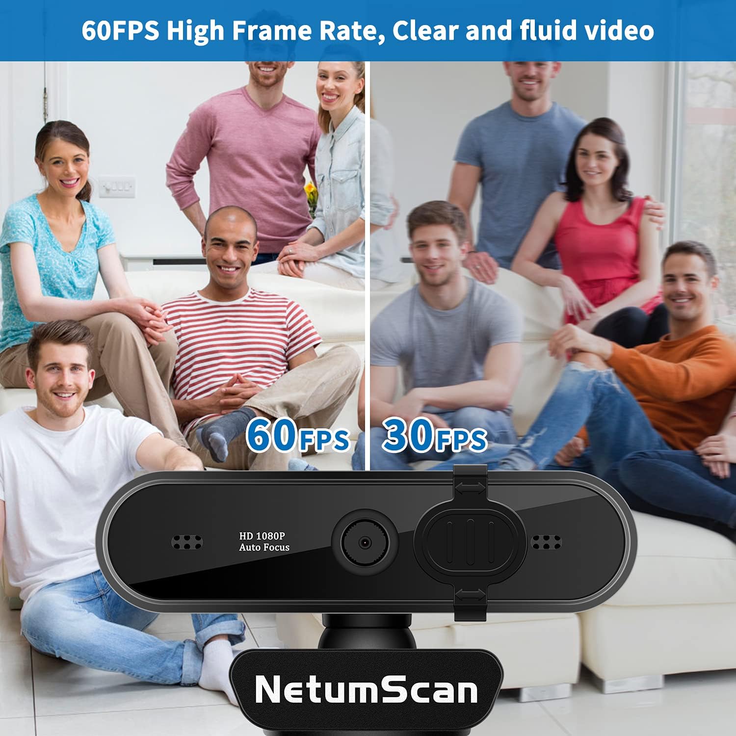 NetumScan Webcam 1080P Full HD Stereo Microphone with Autofocus, 2 Megapixel Web Camera Video Chat Recording, Compatible Windows, Mac - Amazing Gadgets Outlet