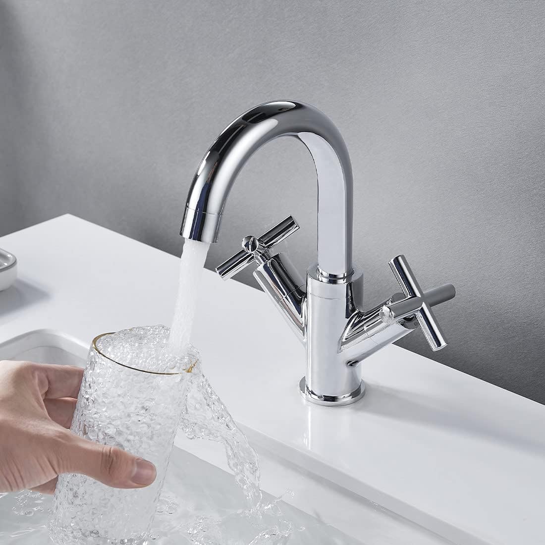 NewEast Basin Mixer Tap, Dual Cross Handle Swivel Spout Bathroom Sink Taps with Pop Up Waste, Modern Chrome Basin Tap   Import  Single ASIN  Import  Multiple ASIN ×Product customization General Description Gallery Reviews Variations - Amazing Gadgets Outlet