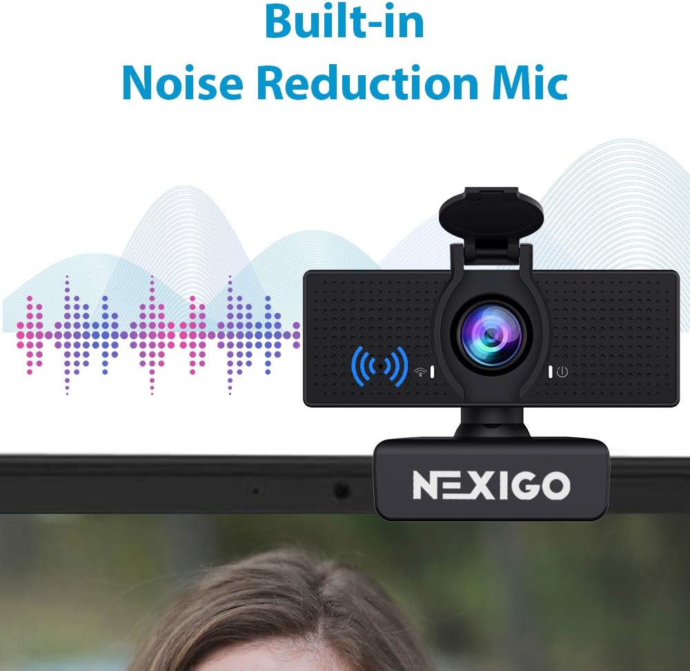 NexiGo N60 1080P Webcam with Microphone, Adjustable FOV, Zoom, Software Control & Privacy Cover, USB HD Computer Web Camera, Plug and Play, for Zoom/Skype/Teams, Conferencing and Video Calling - Amazing Gadgets Outlet