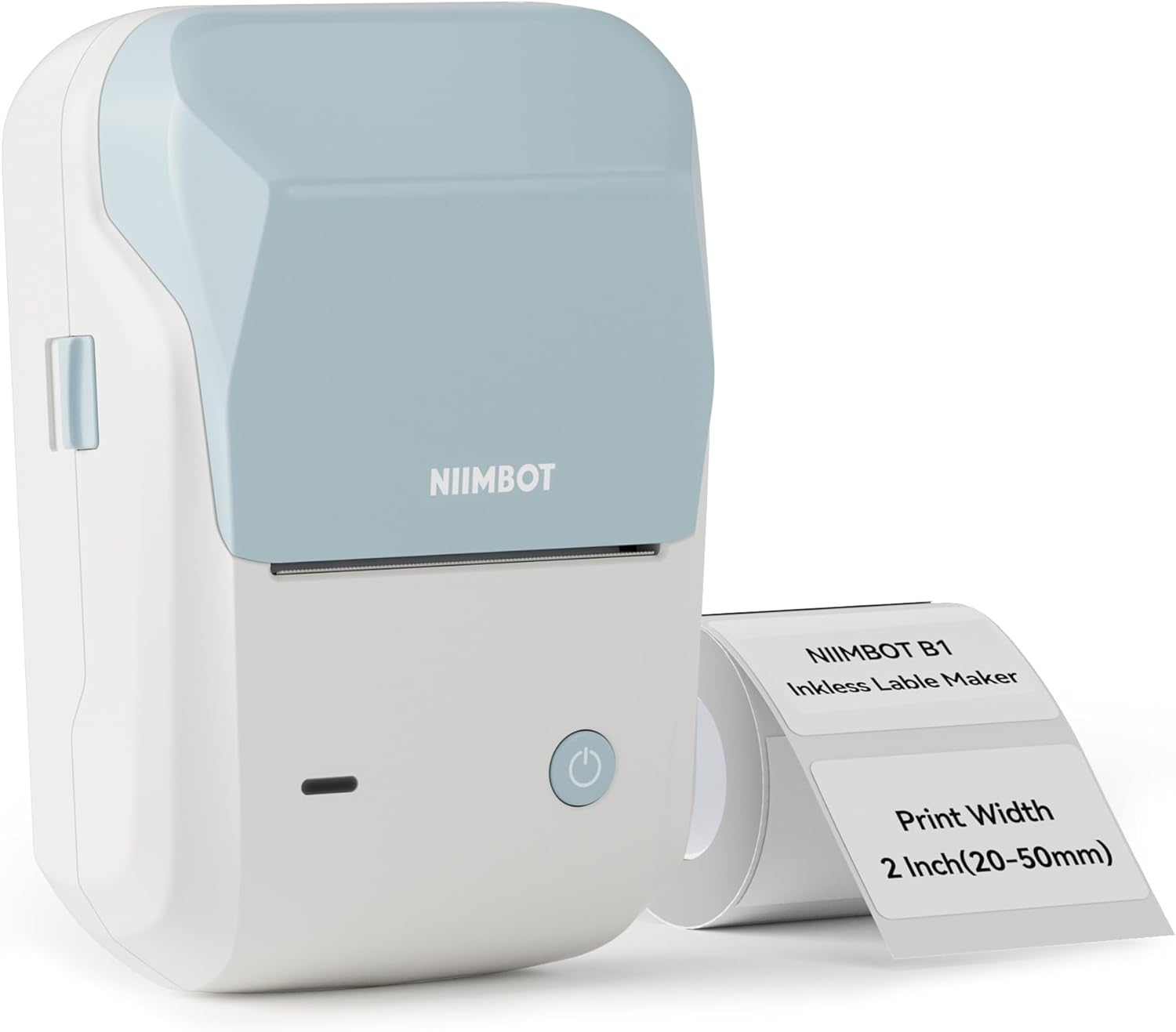 NIIMBOT B1 Label Maker Machine with 1 Roll Starter Tape, Bluetooth Label Printer Thermal Labeler Sticker Printing Size 20 - 50mm Compatible with iOS & Android for Retail, Office, Supermarket (Blue) - Amazing Gadgets Outlet