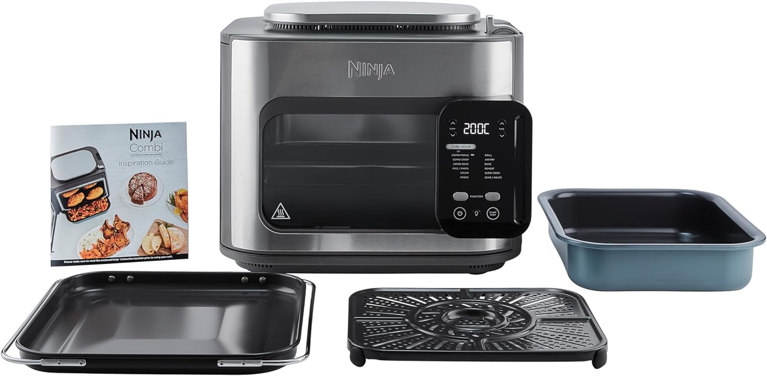 Ninja Combi 12 - In - 1 Multi - Cooker, Oven & Air Fryer, 12 Cooking Functions, Make 15 Minute* Family - Size Meals, Includes Bake Tray, Pan, & Recipe Guide, Grey, SFP700UK - Amazing Gadgets Outlet