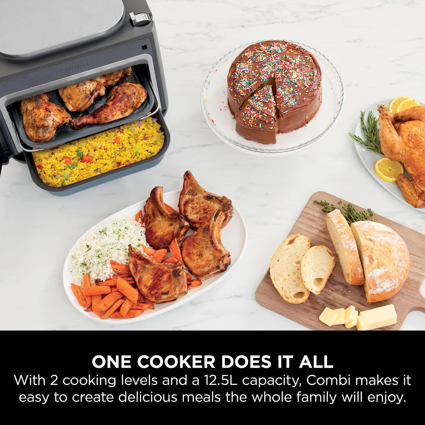 Ninja Combi 12 - In - 1 Multi - Cooker, Oven & Air Fryer, 12 Cooking Functions, Make 15 Minute* Family - Size Meals, Includes Bake Tray, Pan, & Recipe Guide, Grey, SFP700UK - Amazing Gadgets Outlet