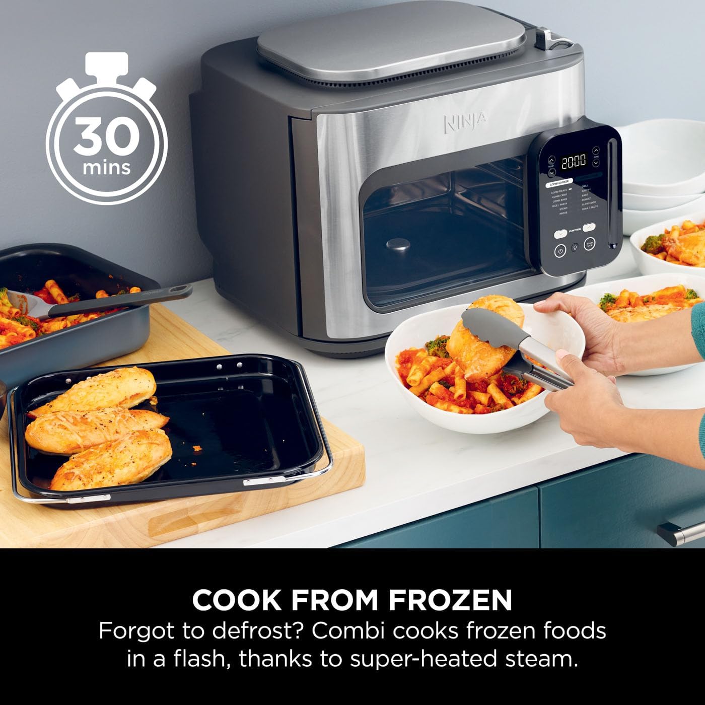 Ninja Combi 12 - In - 1 Multi - Cooker, Oven & Air Fryer, 12 Cooking Functions, Make 15 Minute* Family - Size Meals, Includes Bake Tray, Pan, & Recipe Guide, Grey, SFP700UK - Amazing Gadgets Outlet