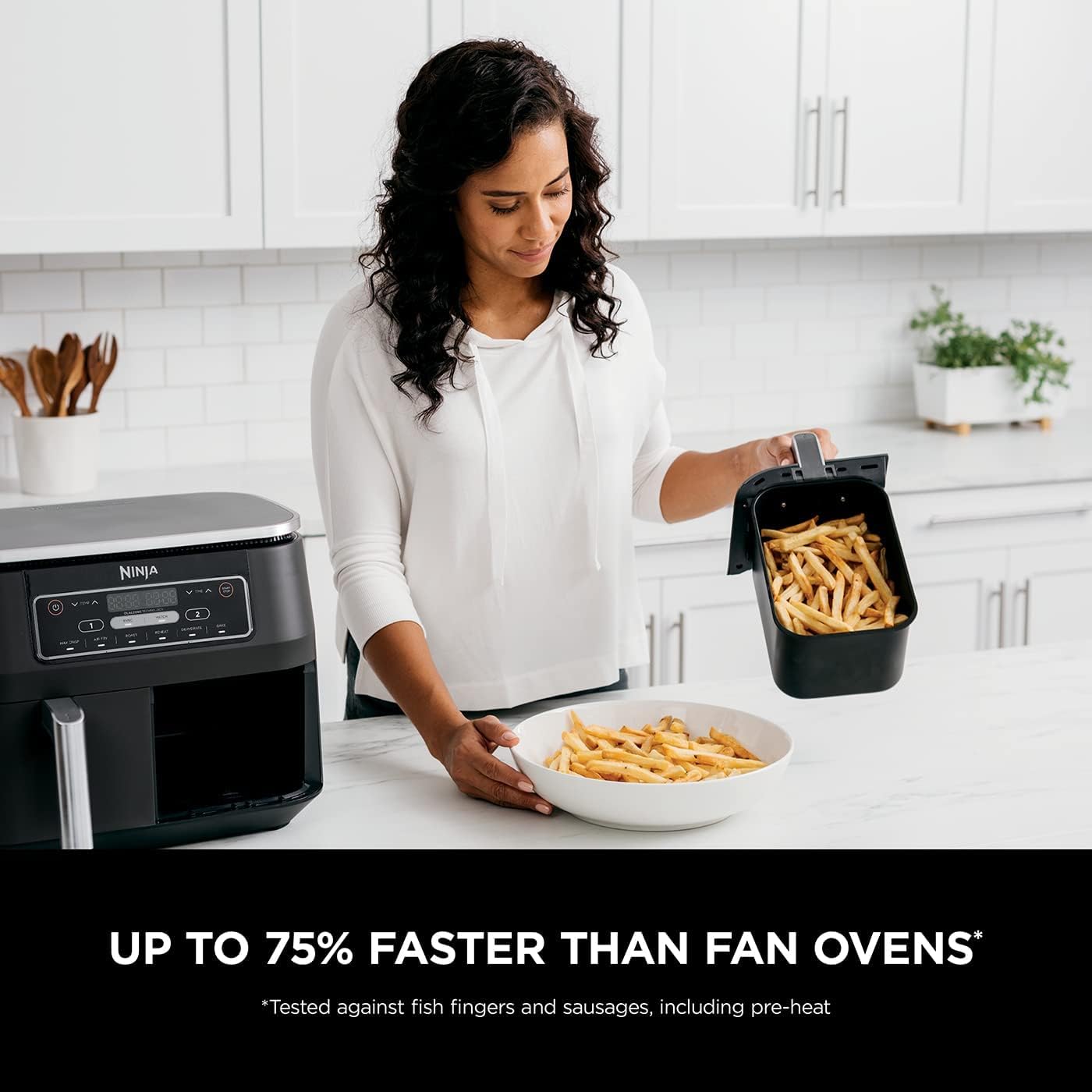 Ninja Foodi Dual Zone Digital Air Fryer, 2 Drawers, 7.6L, 6 - in - 1, Uses No Oil, Air Fry, Max Crisp, Roast, Bake, Reheat, Dehydrate, Cooks 4 - 6 Portions, Non - Stick, Dishwasher Safe Baskets, Black AF300UK   Import  Single ASIN  Import  Multiple ASIN - Amazing Gadgets Outlet