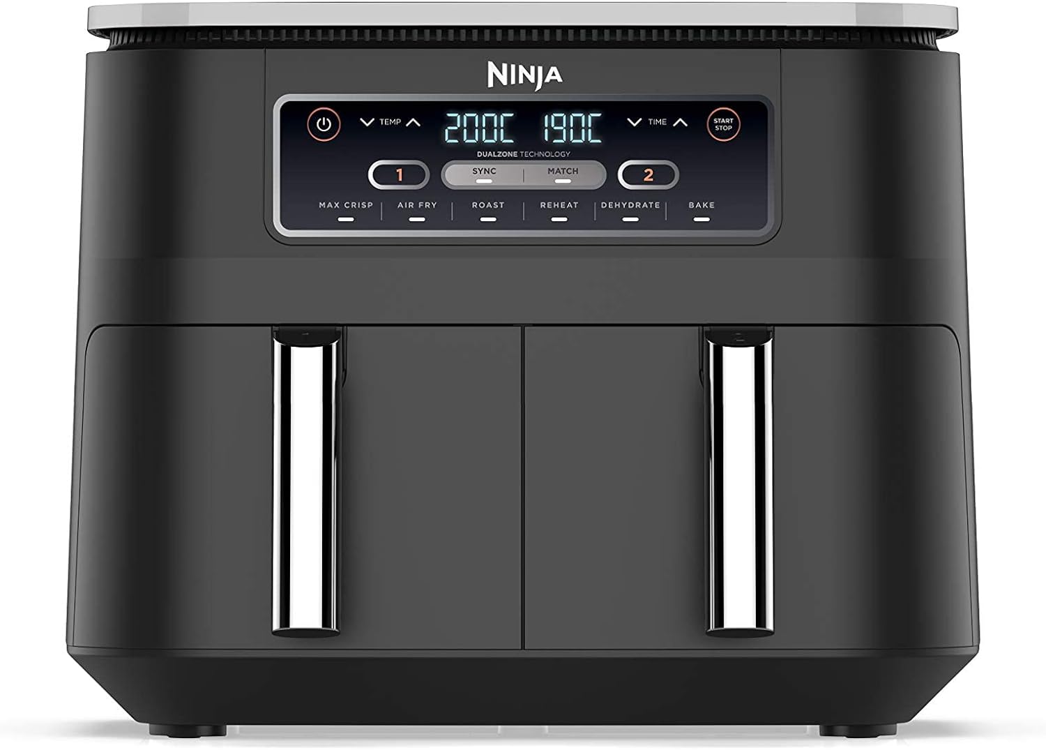 Ninja Foodi Dual Zone Digital Air Fryer, 2 Drawers, 7.6L, 6 - in - 1, Uses No Oil, Air Fry, Max Crisp, Roast, Bake, Reheat, Dehydrate, Cooks 4 - 6 Portions, Non - Stick, Dishwasher Safe Baskets, Black AF300UK   Import  Single ASIN  Import  Multiple ASIN - Amazing Gadgets Outlet